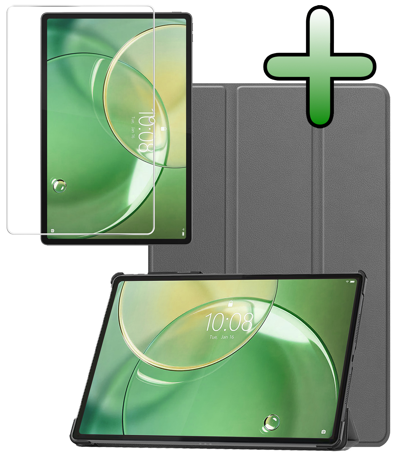 BASEY. BASEY. Lenovo Idea Tab Pro Gen 2 Hoesje Met Screenprotector - Grijs