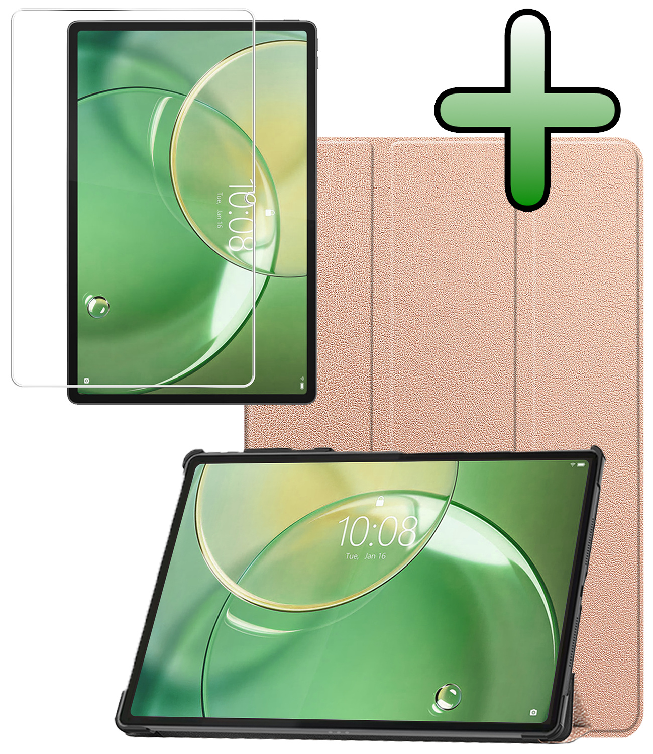 BASEY. BASEY. Lenovo Idea Tab Pro Gen 2 Hoesje Met Screenprotector - Rose Goud