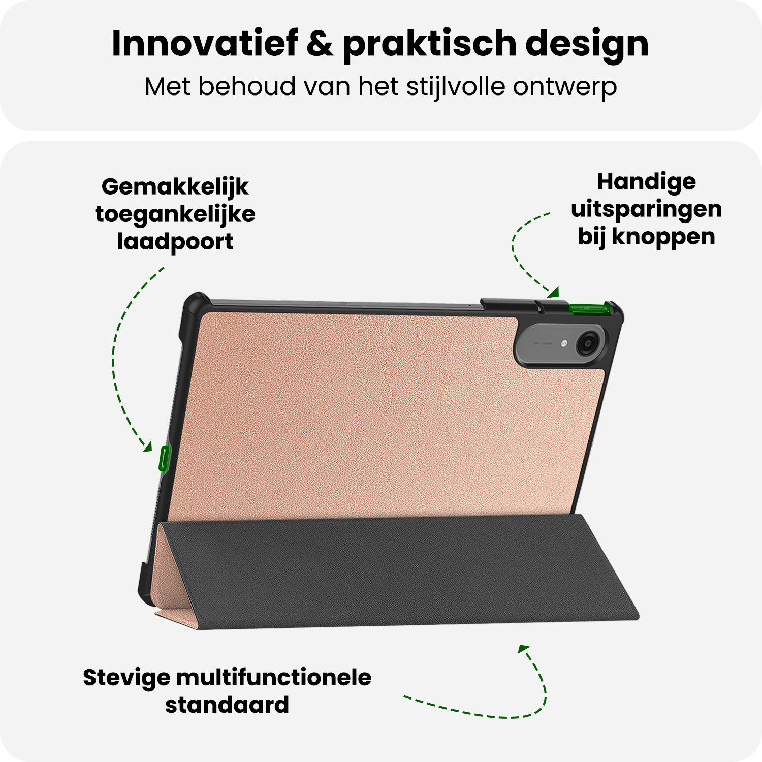 BASEY. BASEY. Lenovo Idea Tab Pro Gen 2 Hoesje Met Screenprotector - Rose Goud