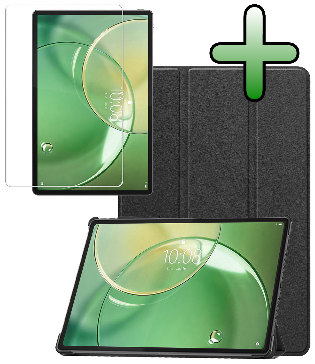 BASEY. BASEY. Lenovo Idea Tab Pro Gen 2 Hoesje Met Screenprotector - Zwart