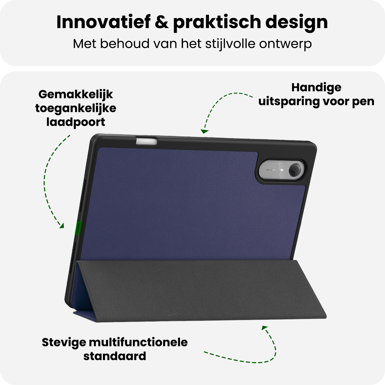 BASEY. BASEY. Lenovo Idea Tab Pro Gen 2 Hoesje Met Uitsparing Lenovo Pen - Donkerblauw