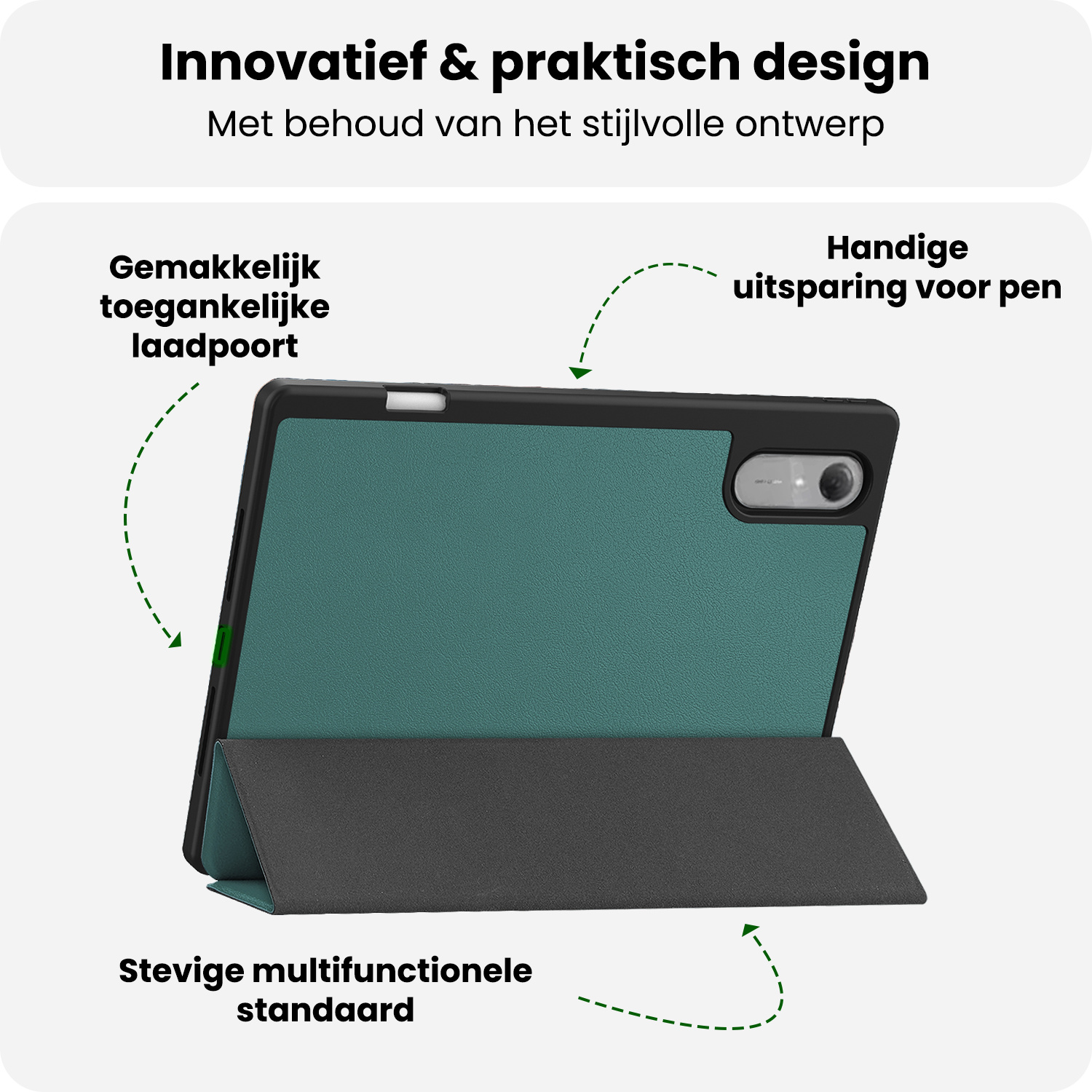 BASEY. BASEY. Lenovo Idea Tab Pro Gen 2 Hoesje Met Uitsparing Lenovo Pen - Donkergroen