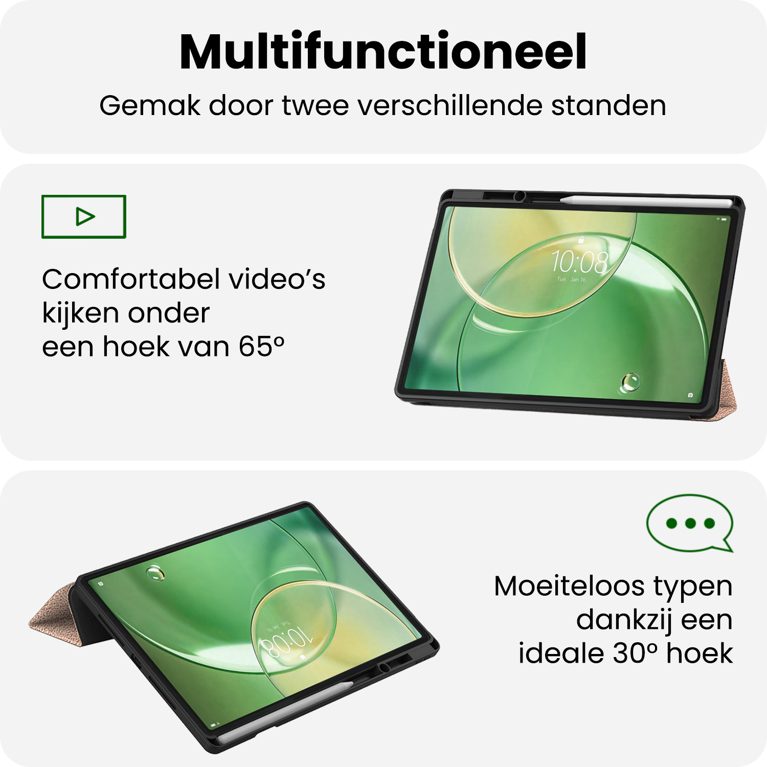 BASEY. BASEY. Lenovo Idea Tab Pro Gen 2 Hoesje Met Uitsparing Lenovo Pen - Rose Goud