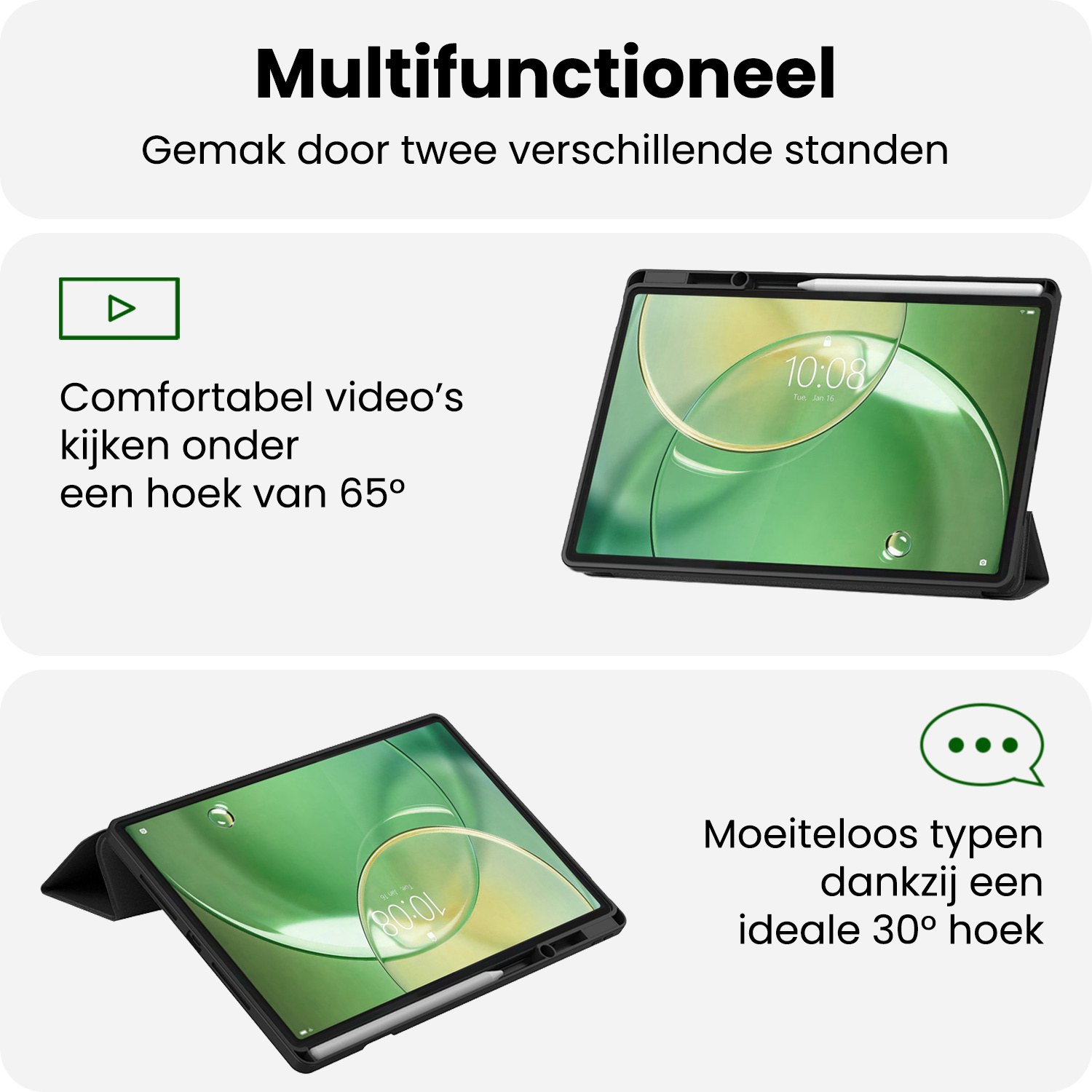 BASEY. BASEY. Lenovo Idea Tab Pro Gen 2 Hoesje Met Uitsparing Lenovo Pen - Zwart