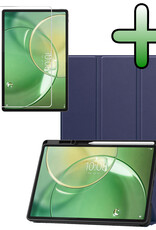 BASEY. BASEY. Lenovo Idea Tab Pro Gen 2 Hoesje Met Uitsparing Lenovo Pen Met Screenprotector - Donkerblauw