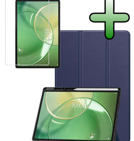BASEY. BASEY. Lenovo Idea Tab Pro Gen 2 Hoesje Met Uitsparing Lenovo Pen Met Screenprotector - Donkerblauw