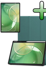 BASEY. BASEY. Lenovo Idea Tab Pro Gen 2 Hoesje Met Uitsparing Lenovo Pen Met Screenprotector - Donkergroen