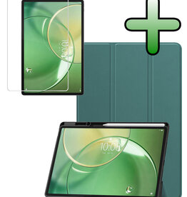 BASEY. BASEY. Lenovo Idea Tab Pro Gen 2 Hoesje Met Uitsparing Lenovo Pen Met Screenprotector - Donkergroen