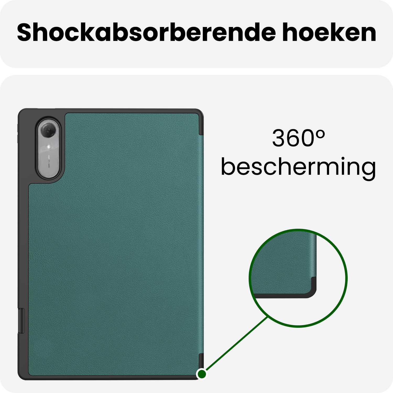 BASEY. BASEY. Lenovo Idea Tab Pro Gen 2 Hoesje Met Uitsparing Lenovo Pen Met Screenprotector - Donkergroen