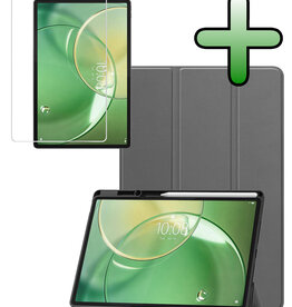 BASEY. BASEY. Lenovo Idea Tab Pro Gen 2 Hoesje Met Uitsparing Lenovo Pen Met Screenprotector - Grijs