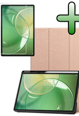 BASEY. BASEY. Lenovo Idea Tab Pro Gen 2 Hoesje Met Uitsparing Lenovo Pen Met Screenprotector - Rose Goud