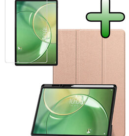 BASEY. BASEY. Lenovo Idea Tab Pro Gen 2 Hoesje Met Uitsparing Lenovo Pen Met Screenprotector - Rose Goud
