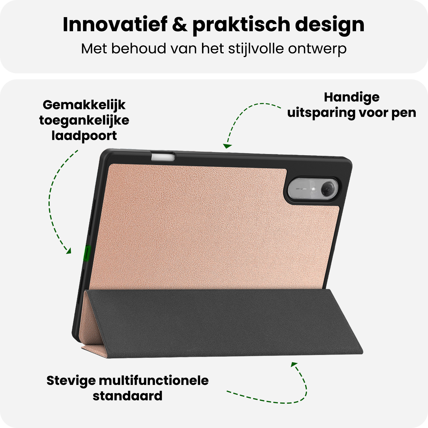 BASEY. BASEY. Lenovo Idea Tab Pro Gen 2 Hoesje Met Uitsparing Lenovo Pen Met Screenprotector - Rose Goud