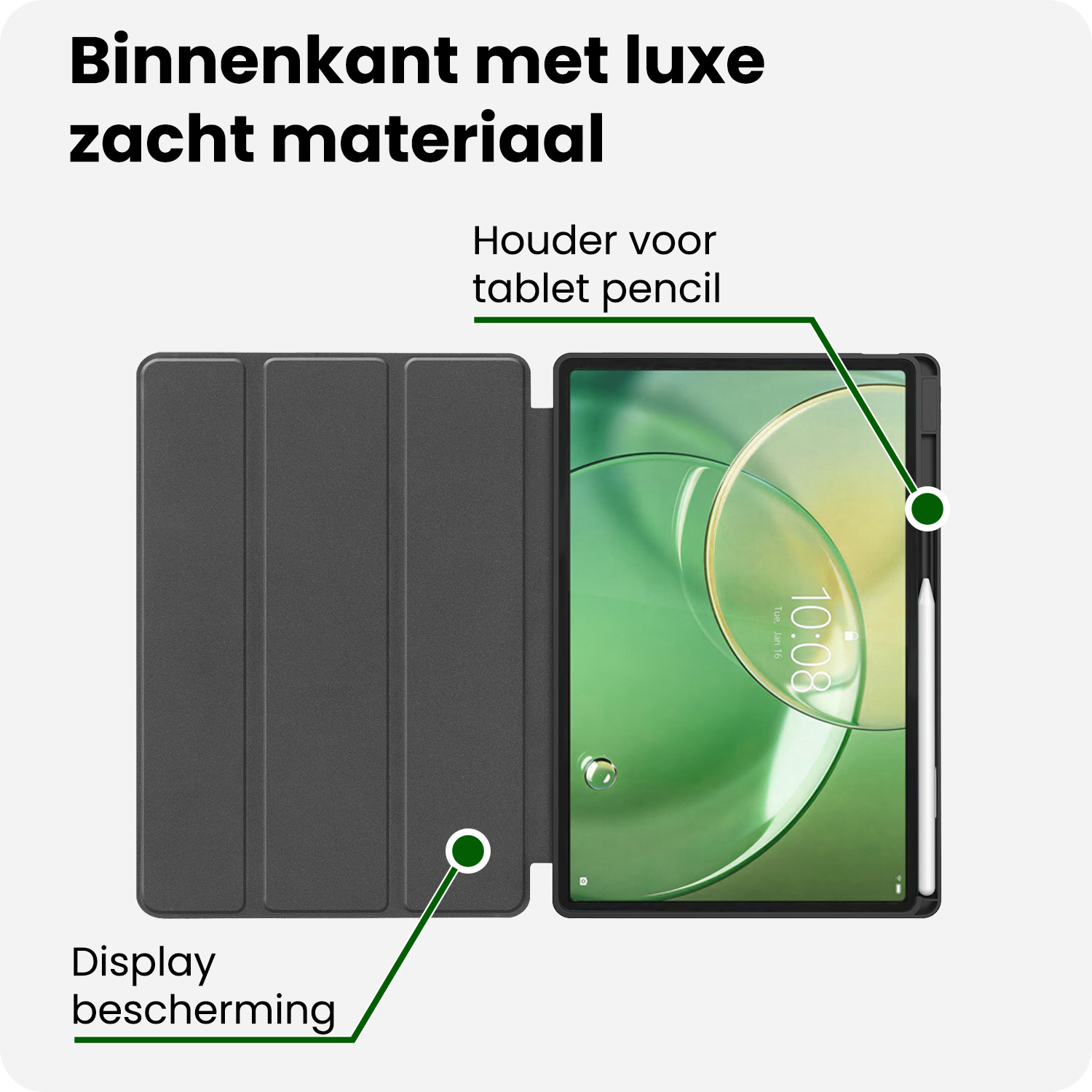 BASEY. BASEY. Lenovo Idea Tab Pro Gen 2 Hoesje Met Uitsparing Lenovo Pen Met Screenprotector - Rose Goud