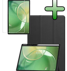 BASEY. BASEY. Lenovo Idea Tab Pro Gen 2 Hoesje Met Uitsparing Lenovo Pen Met Screenprotector - Zwart