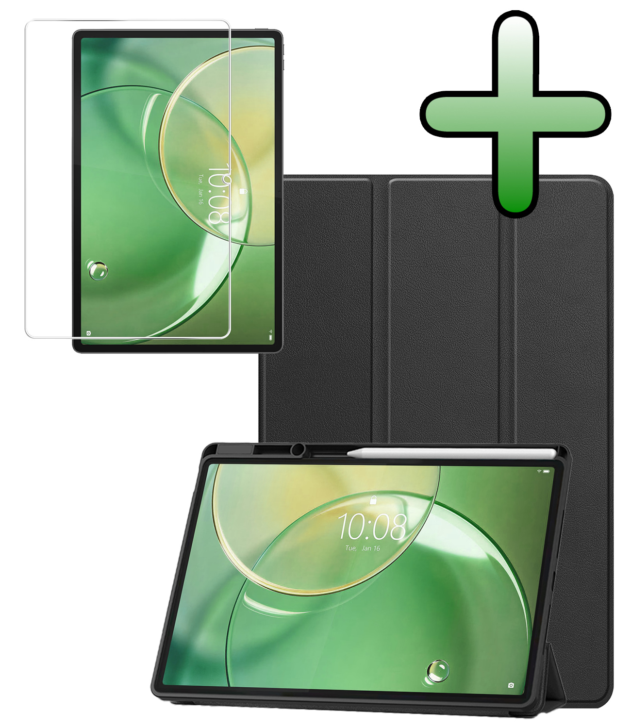 BASEY. BASEY. Lenovo Idea Tab Pro Gen 2 Hoesje Met Uitsparing Lenovo Pen Met Screenprotector - Zwart