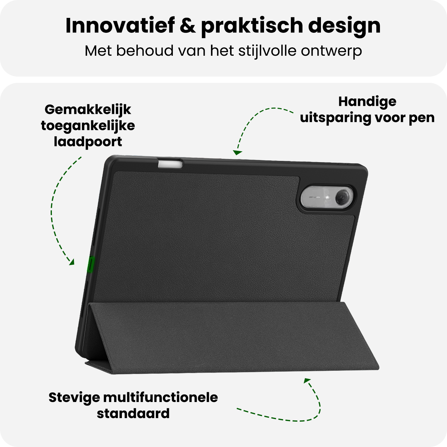BASEY. BASEY. Lenovo Idea Tab Pro Gen 2 Hoesje Met Uitsparing Lenovo Pen Met Screenprotector - Zwart