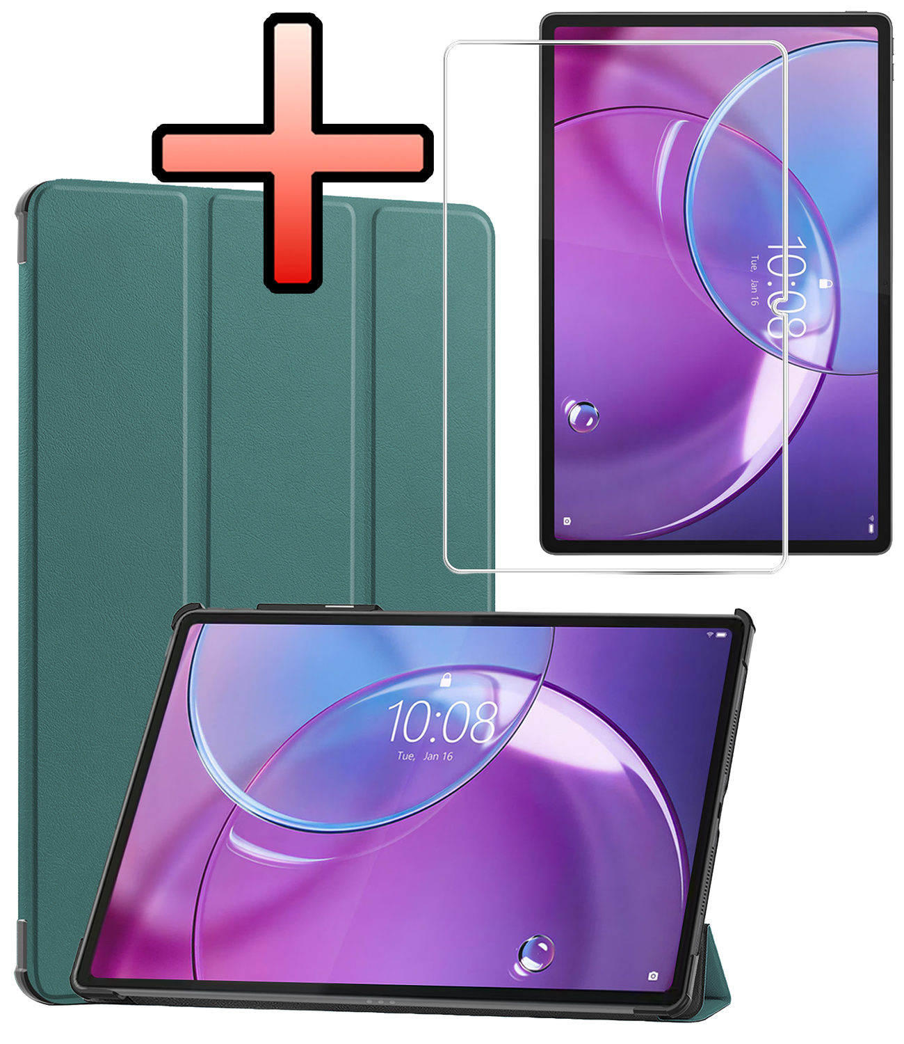NoXx NoXx Lenovo Idea Tab Pro Gen 2 Hoesje Met Screenprotector - Donkergroen