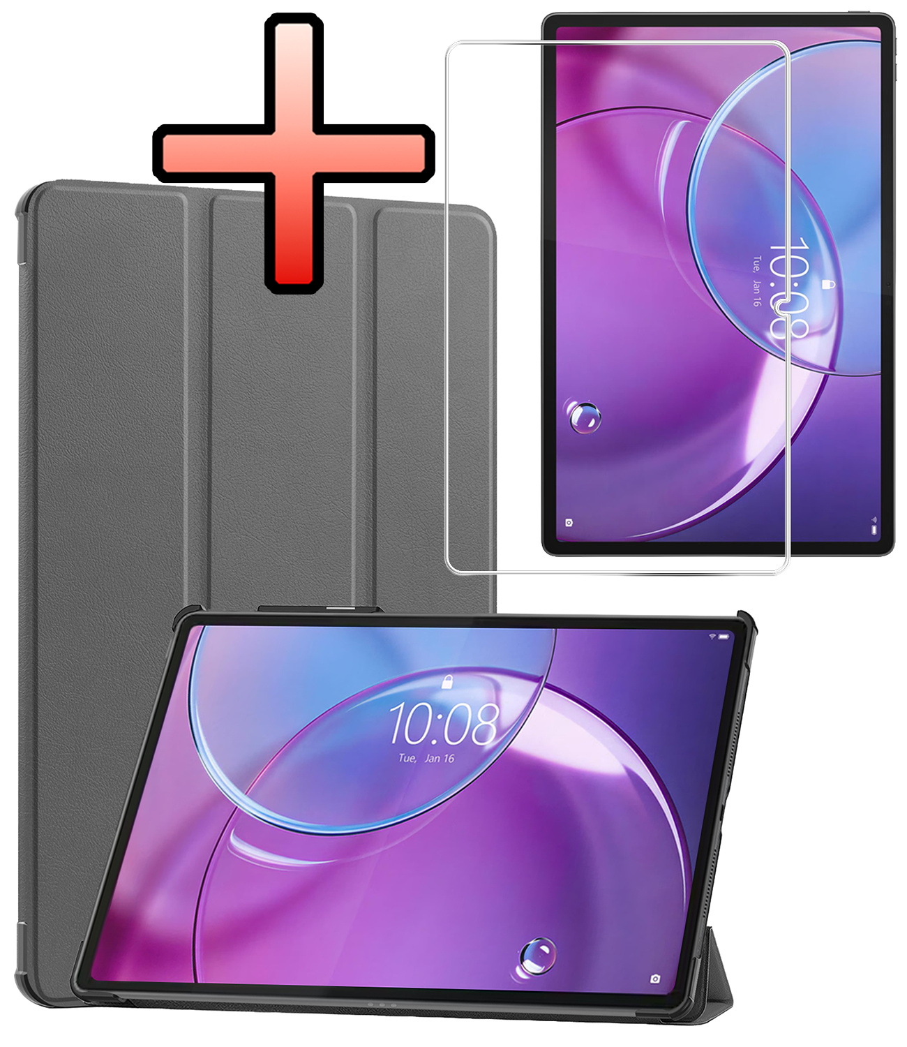 NoXx NoXx Lenovo Idea Tab Pro Gen 2 Hoesje Met Screenprotector - Grijs