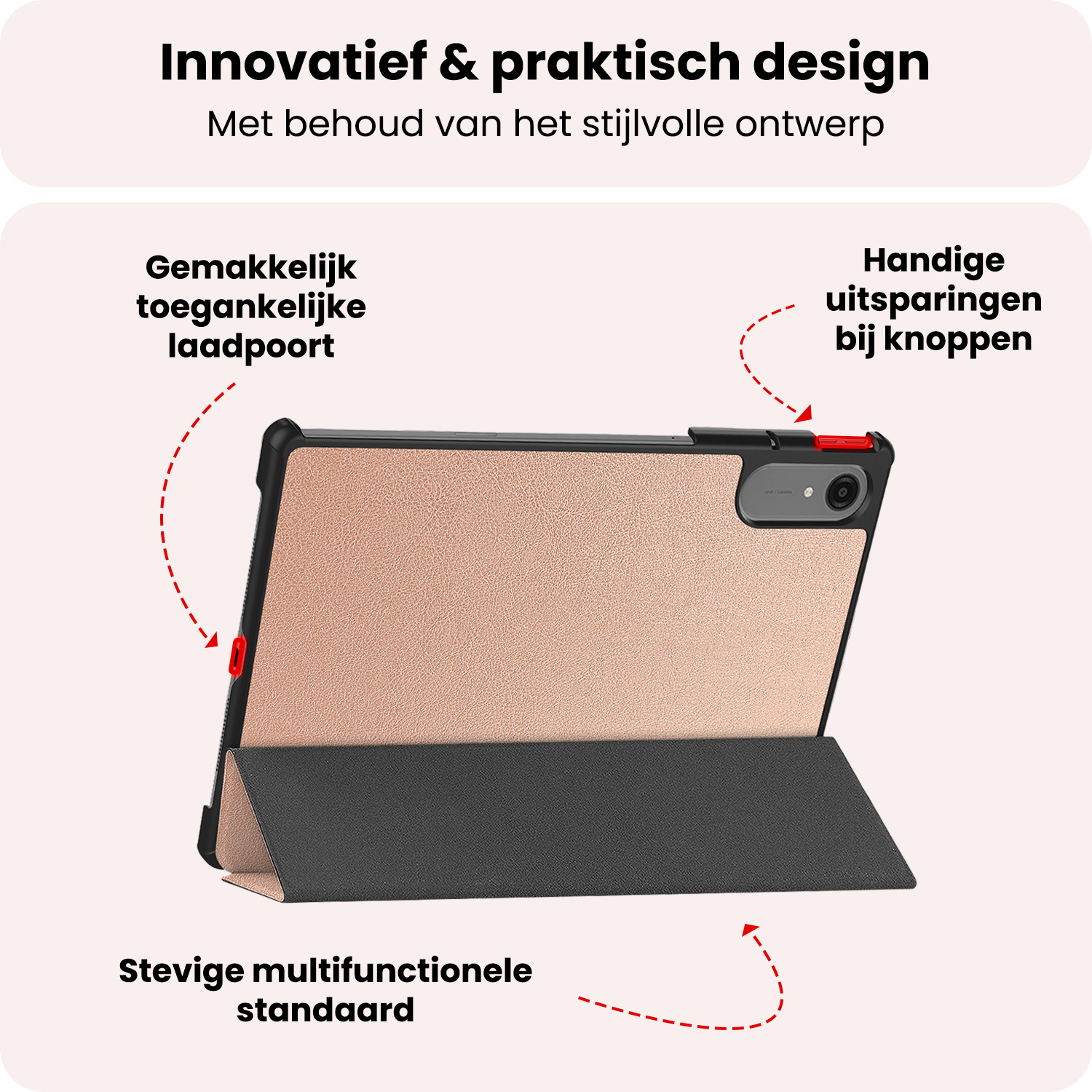 NoXx NoXx Lenovo Idea Tab Pro Gen 2 Hoesje Met Screenprotector - Rose Goud
