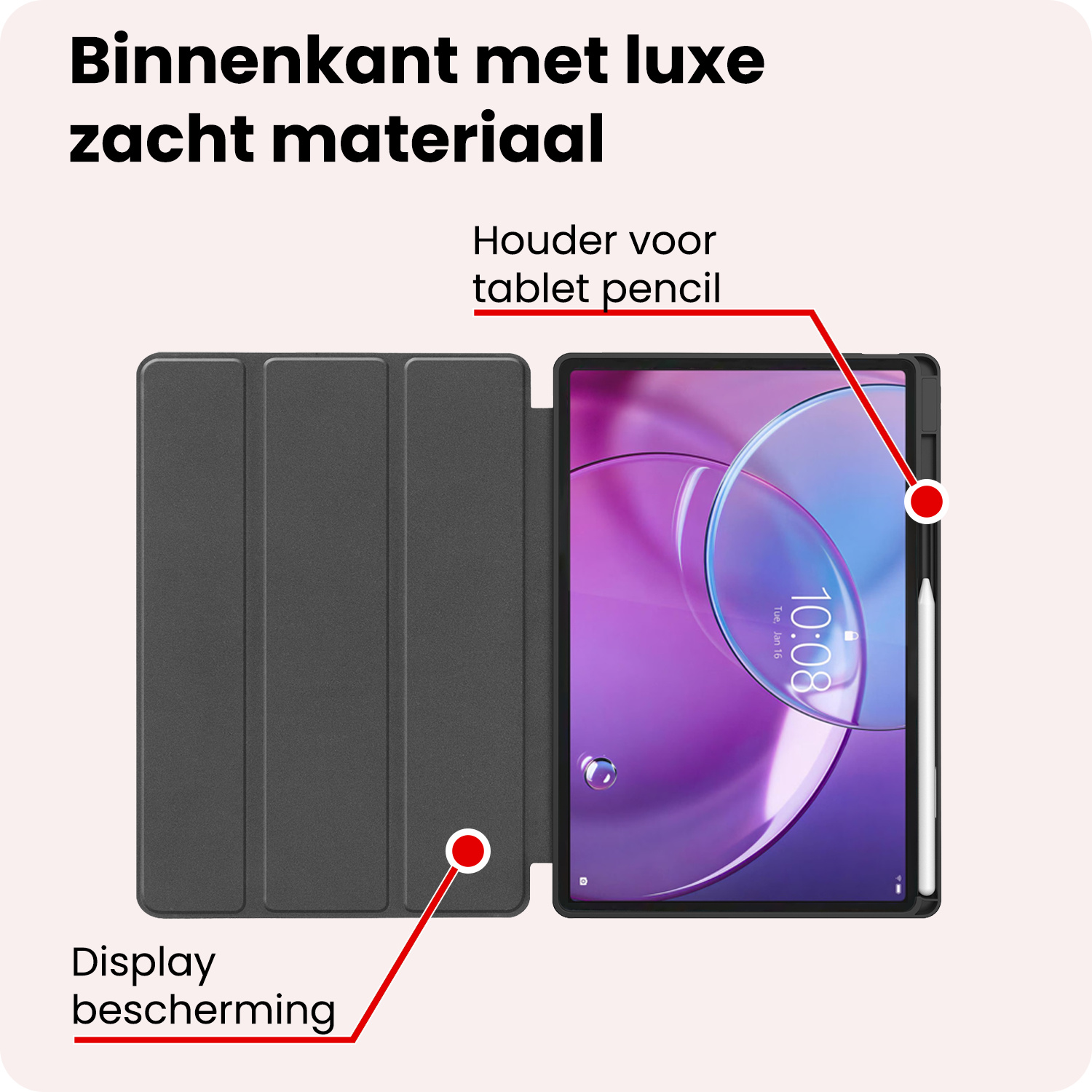 NoXx NoXx Lenovo Idea Tab Pro Gen 2 Hoesje Met Uitsparing Lenovo Pen - Rose Goud