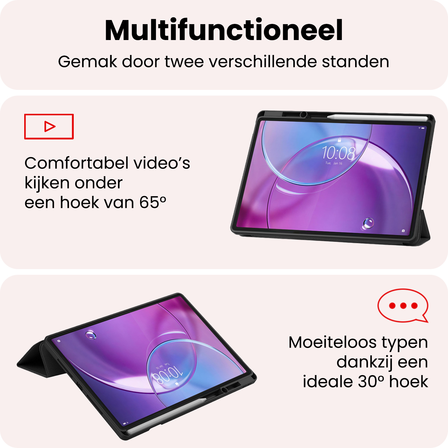 NoXx NoXx Lenovo Idea Tab Pro Gen 2 Hoesje Met Uitsparing Lenovo Pen - Zwart