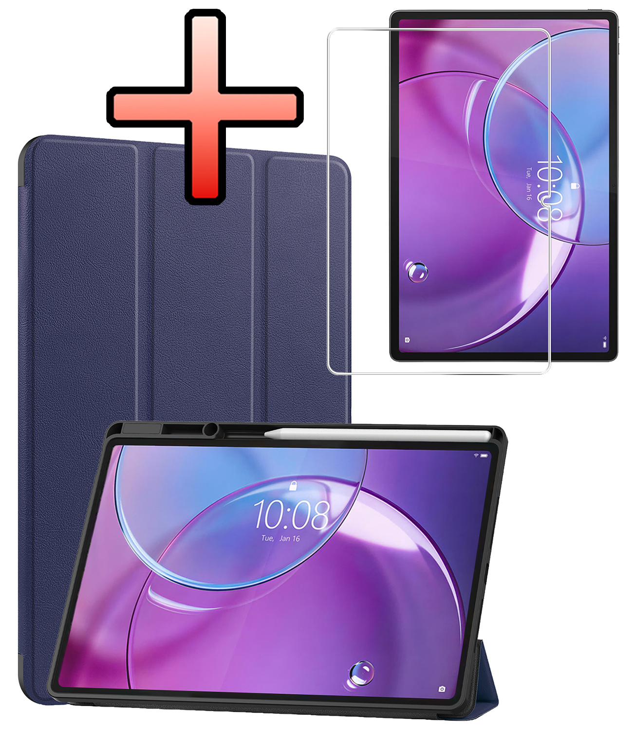 NoXx NoXx Lenovo Idea Tab Pro Gen 2 Hoesje Met Uitsparing Lenovo Pen Met Screenprotector - Donkerblauw
