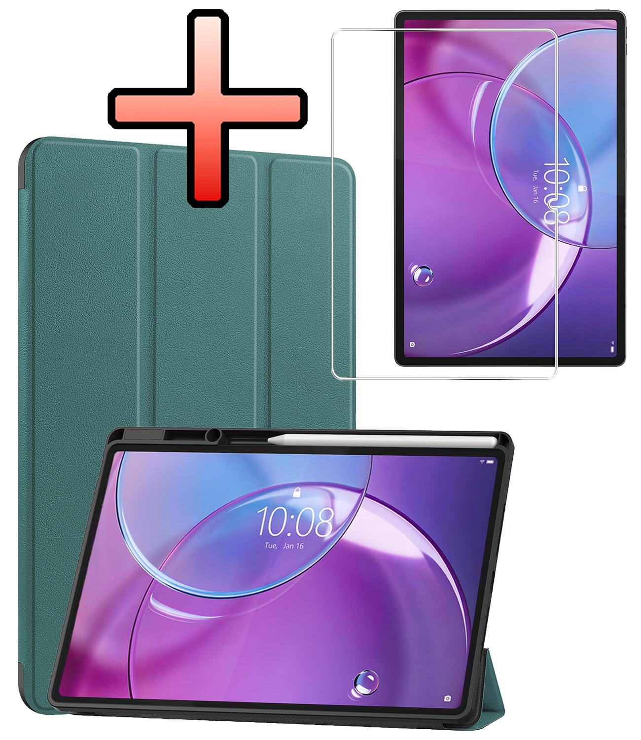 NoXx NoXx Lenovo Idea Tab Pro Gen 2 Hoesje Met Uitsparing Lenovo Pen Met Screenprotector - Donkergroen