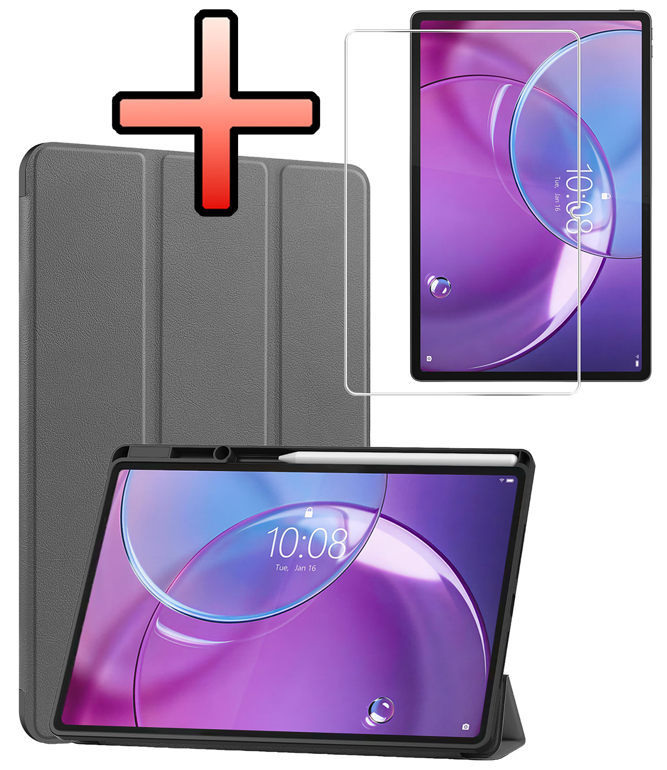 NoXx NoXx Lenovo Idea Tab Pro Gen 2 Hoesje Met Uitsparing Lenovo Pen Met Screenprotector - Grijs