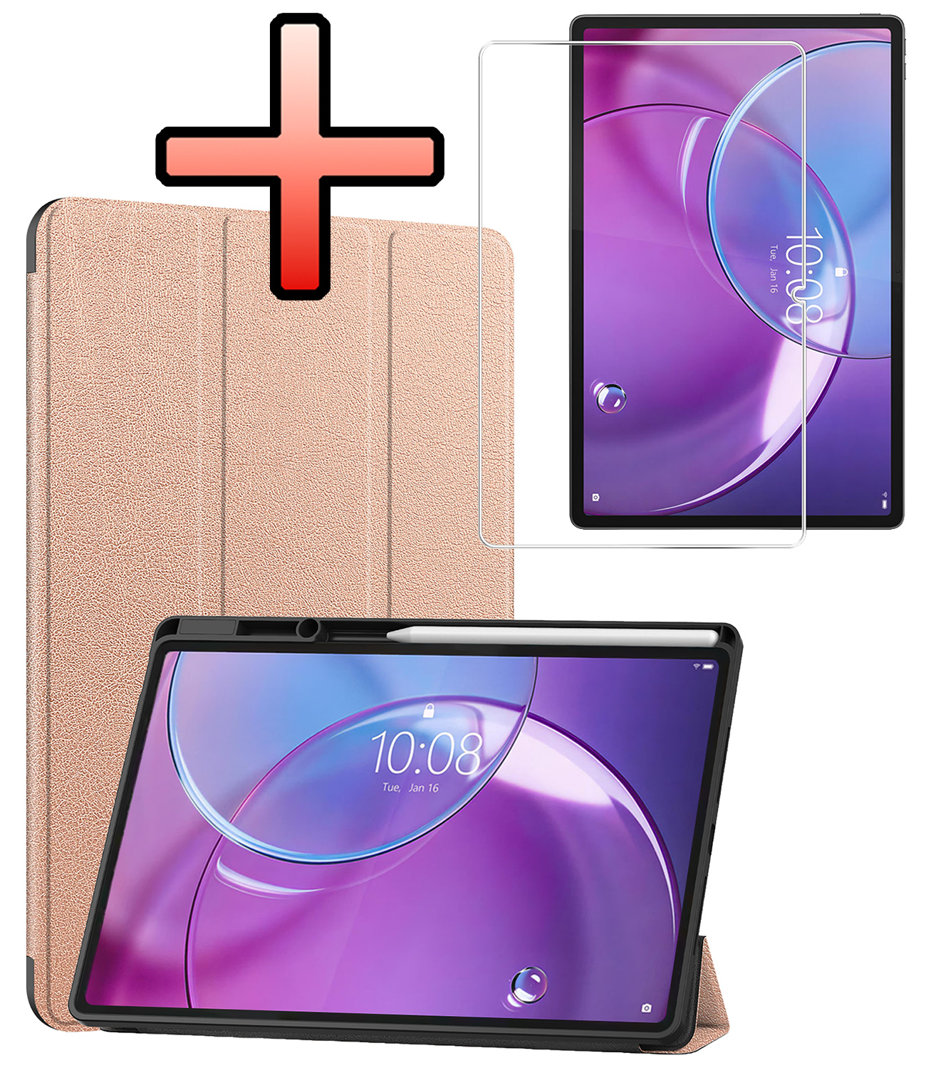 NoXx NoXx Lenovo Idea Tab Pro Gen 2 Hoesje Met Uitsparing Lenovo Pen Met Screenprotector - Rose Goud