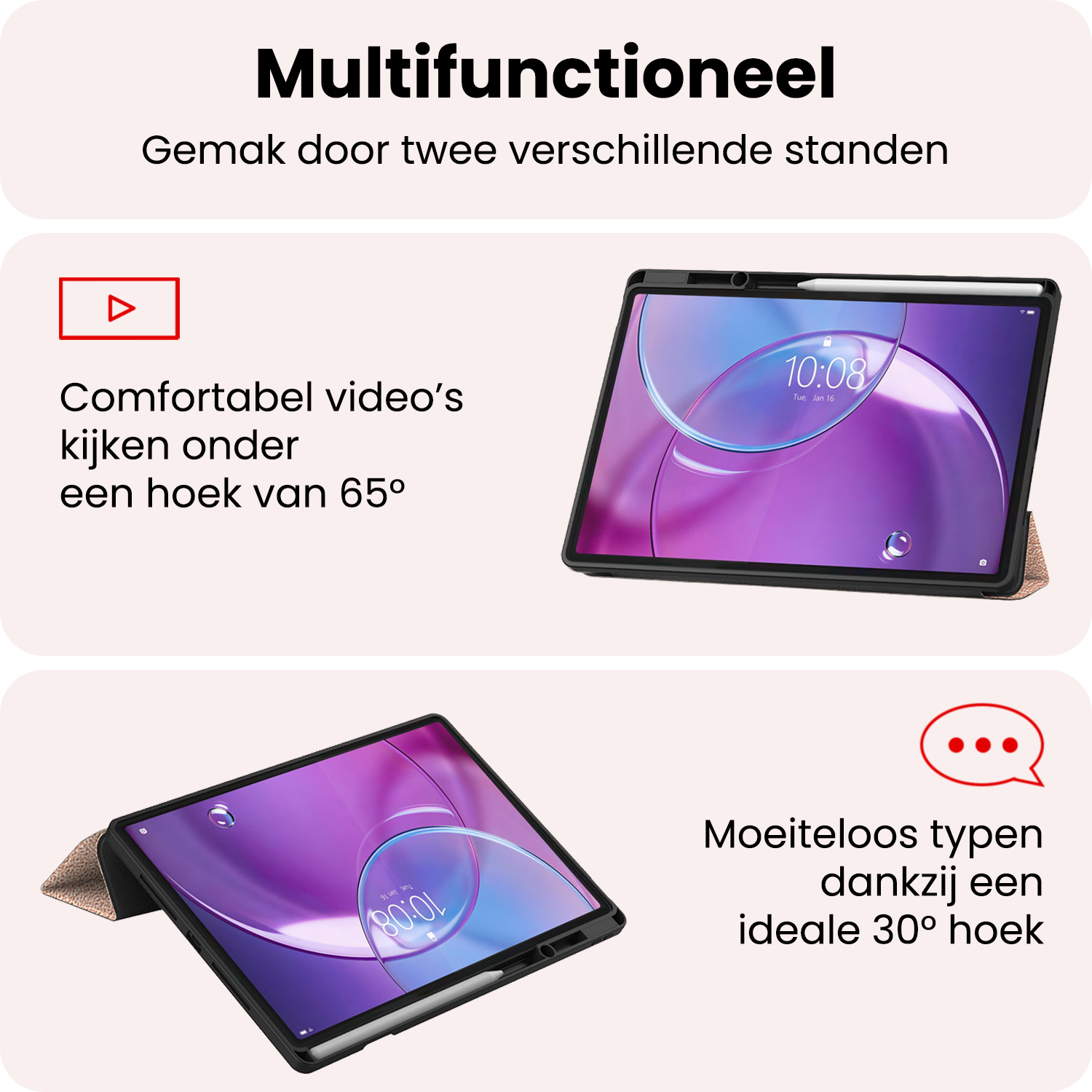 NoXx NoXx Lenovo Idea Tab Pro Gen 2 Hoesje Met Uitsparing Lenovo Pen Met Screenprotector - Rose Goud