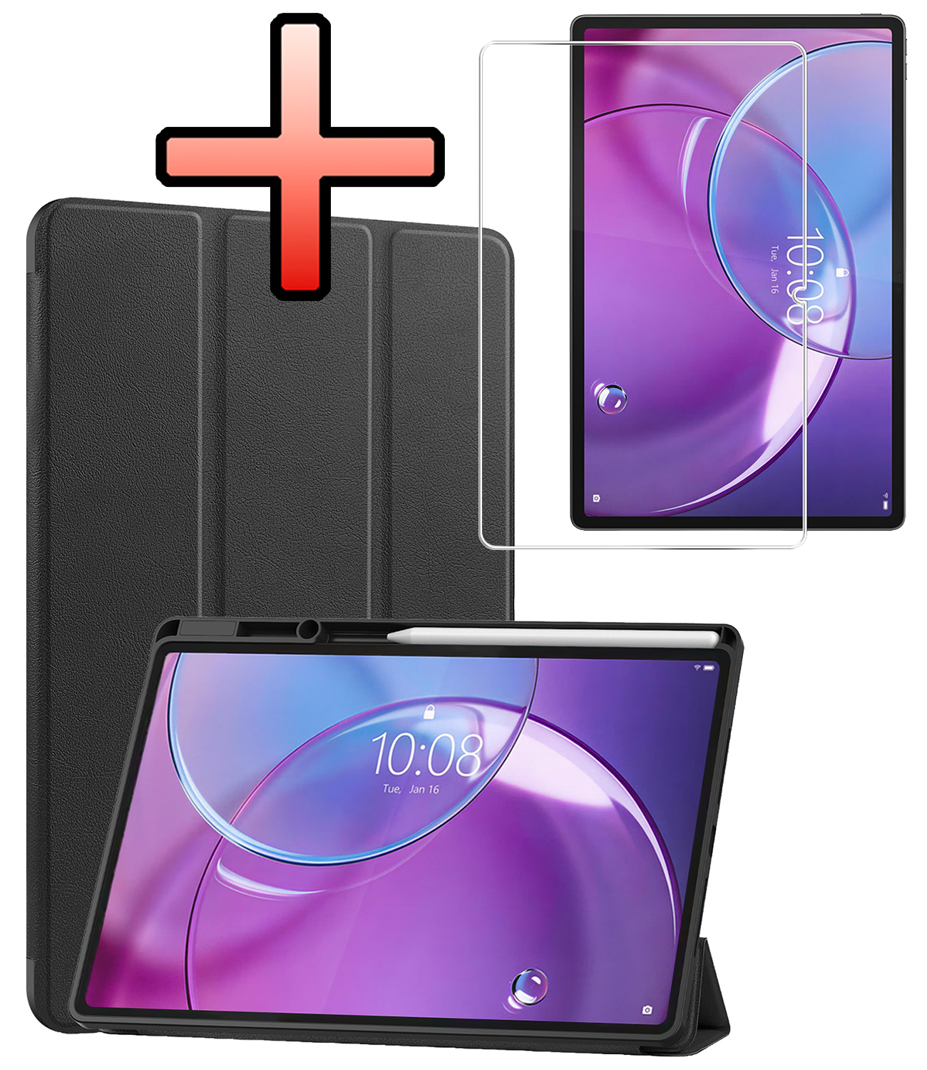 NoXx NoXx Lenovo Idea Tab Pro Gen 2 Hoesje Met Uitsparing Lenovo Pen Met Screenprotector - Zwart