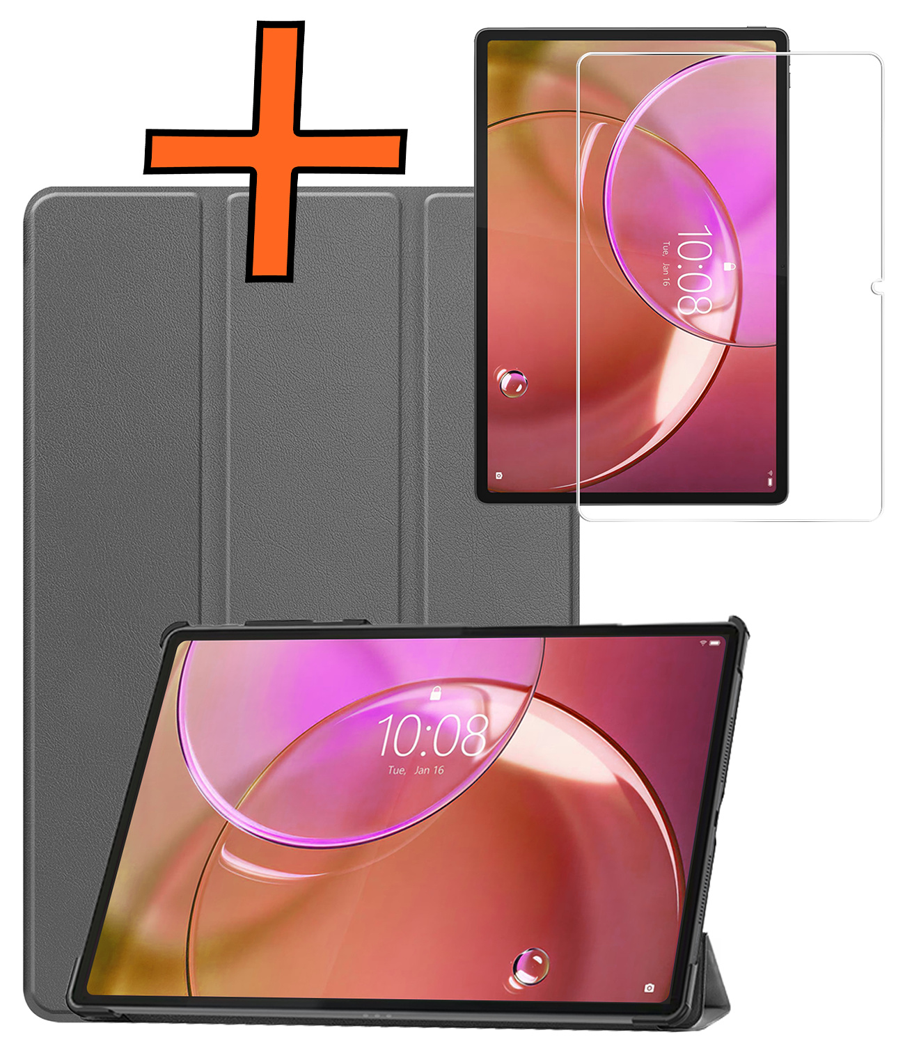 Nomfy Nomfy Lenovo Idea Tab Pro Gen 2 Hoesje Met Screenprotector - Grijs