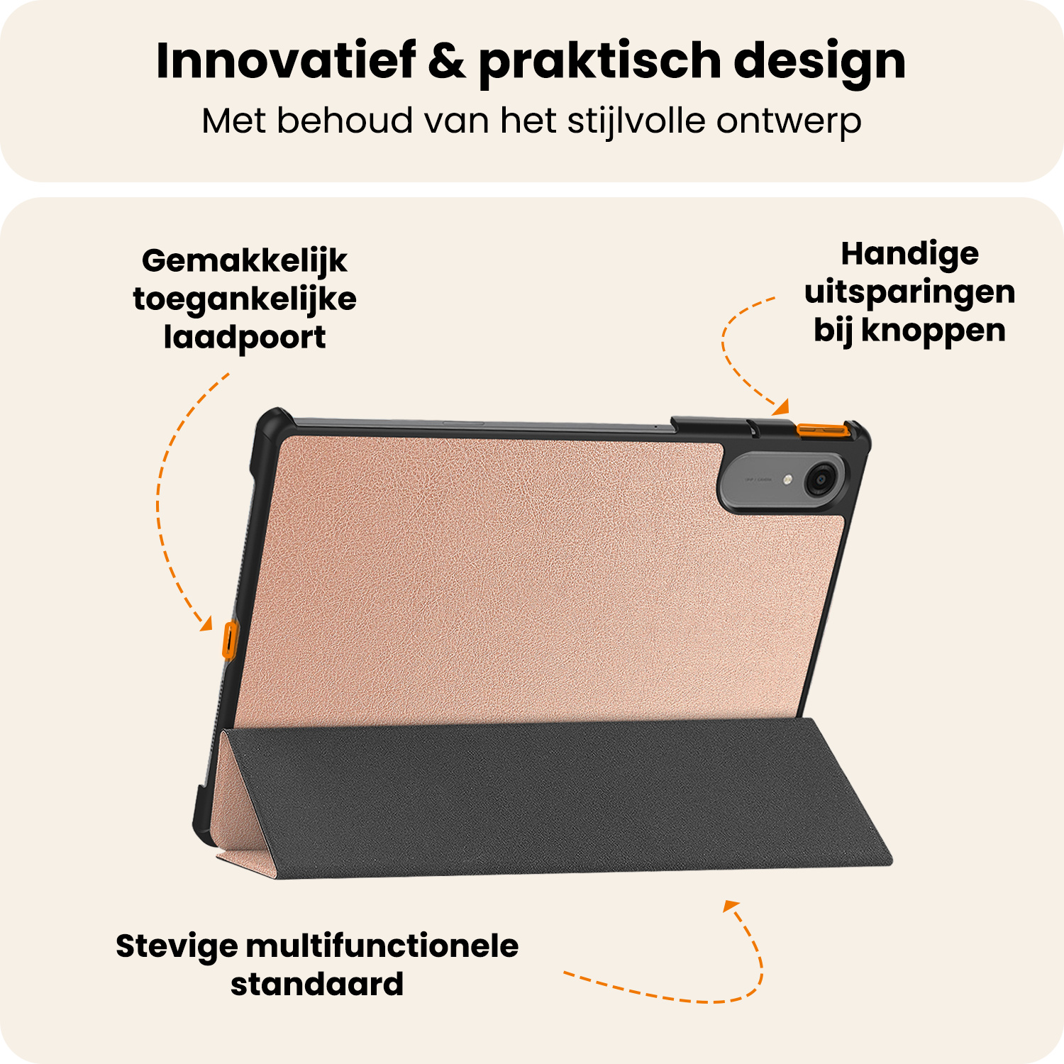 Nomfy Nomfy Lenovo Idea Tab Pro Gen 2 Hoesje Met Screenprotector - Rose Goud