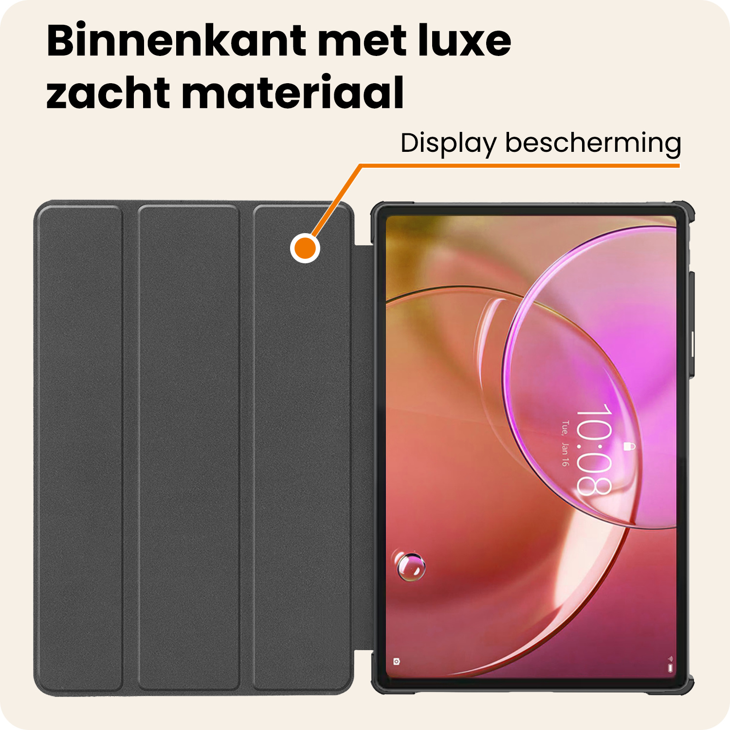 Nomfy Nomfy Lenovo Idea Tab Pro Gen 2 Hoesje Met Screenprotector - Zwart