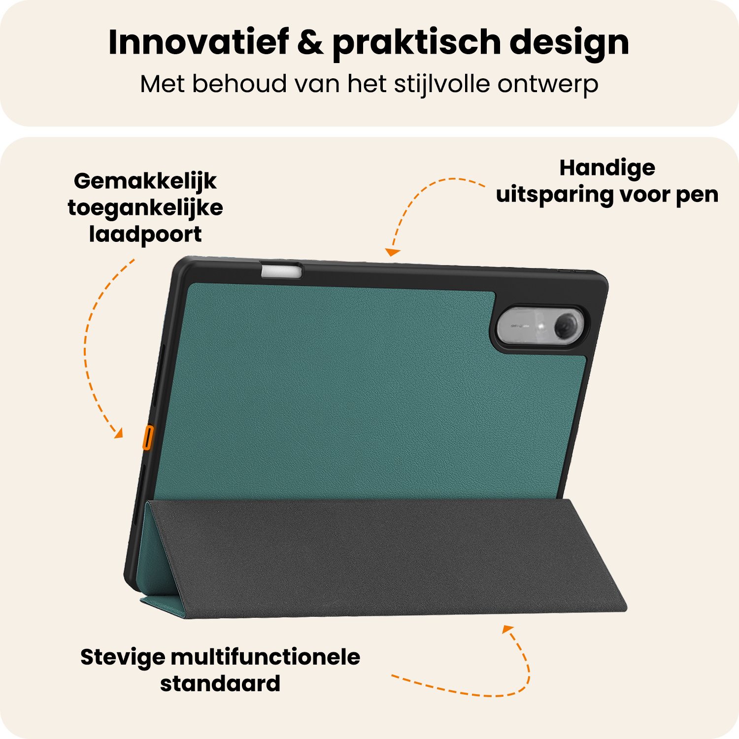 Nomfy Nomfy Lenovo Idea Tab Pro Gen 2 Hoesje Met Uitsparing Lenovo Pen - Donkergroen