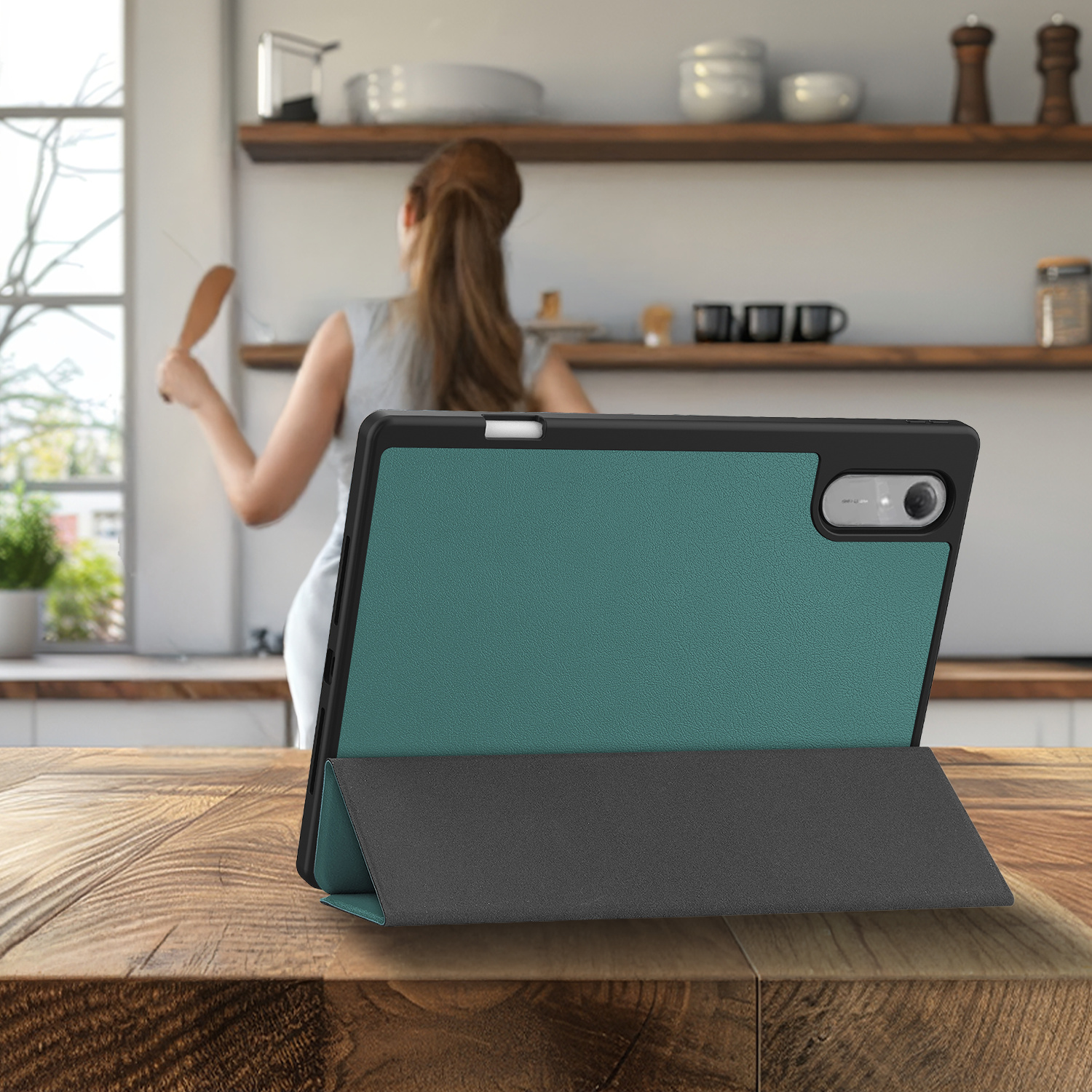 Nomfy Nomfy Lenovo Idea Tab Pro Gen 2 Hoesje Met Uitsparing Lenovo Pen Met Screenprotector - Donkergroen
