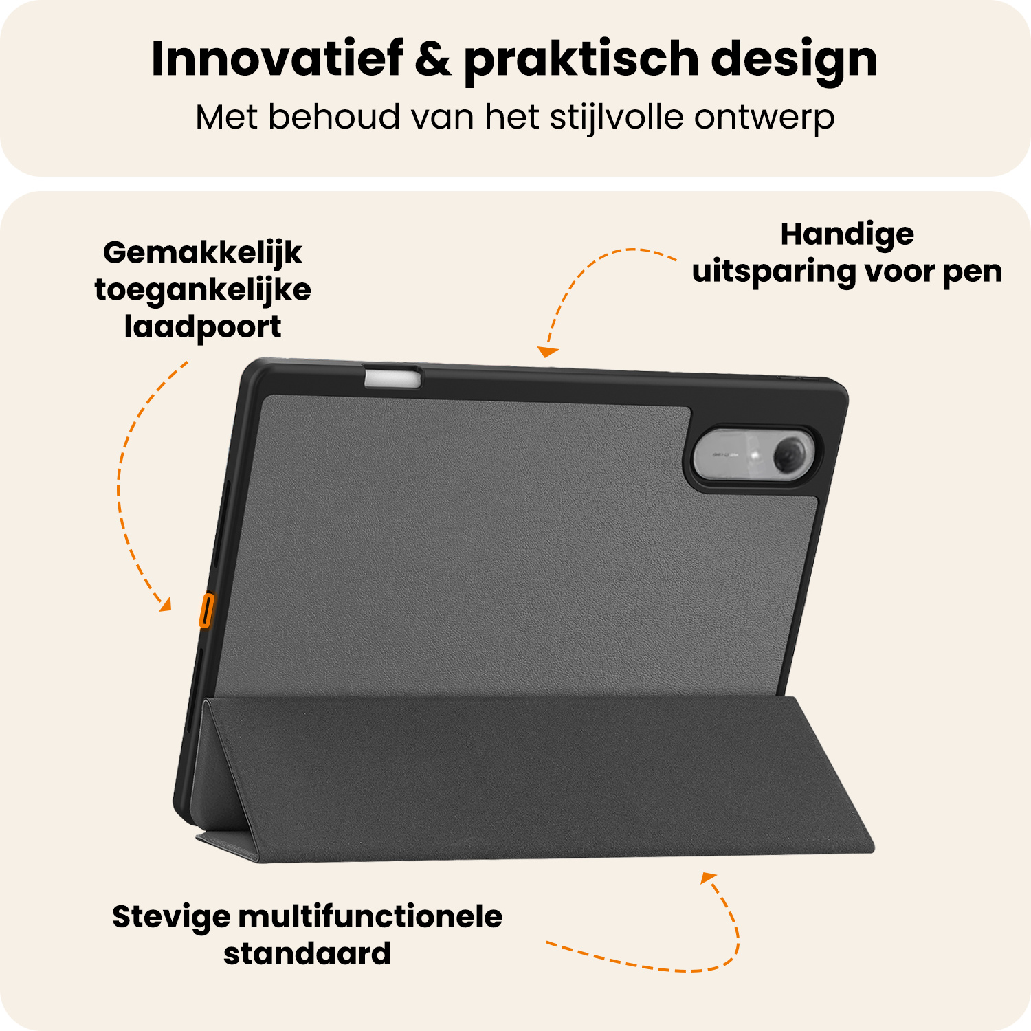 Nomfy Nomfy Lenovo Idea Tab Pro Gen 2 Hoesje Met Uitsparing Lenovo Pen Met Screenprotector - Grijs