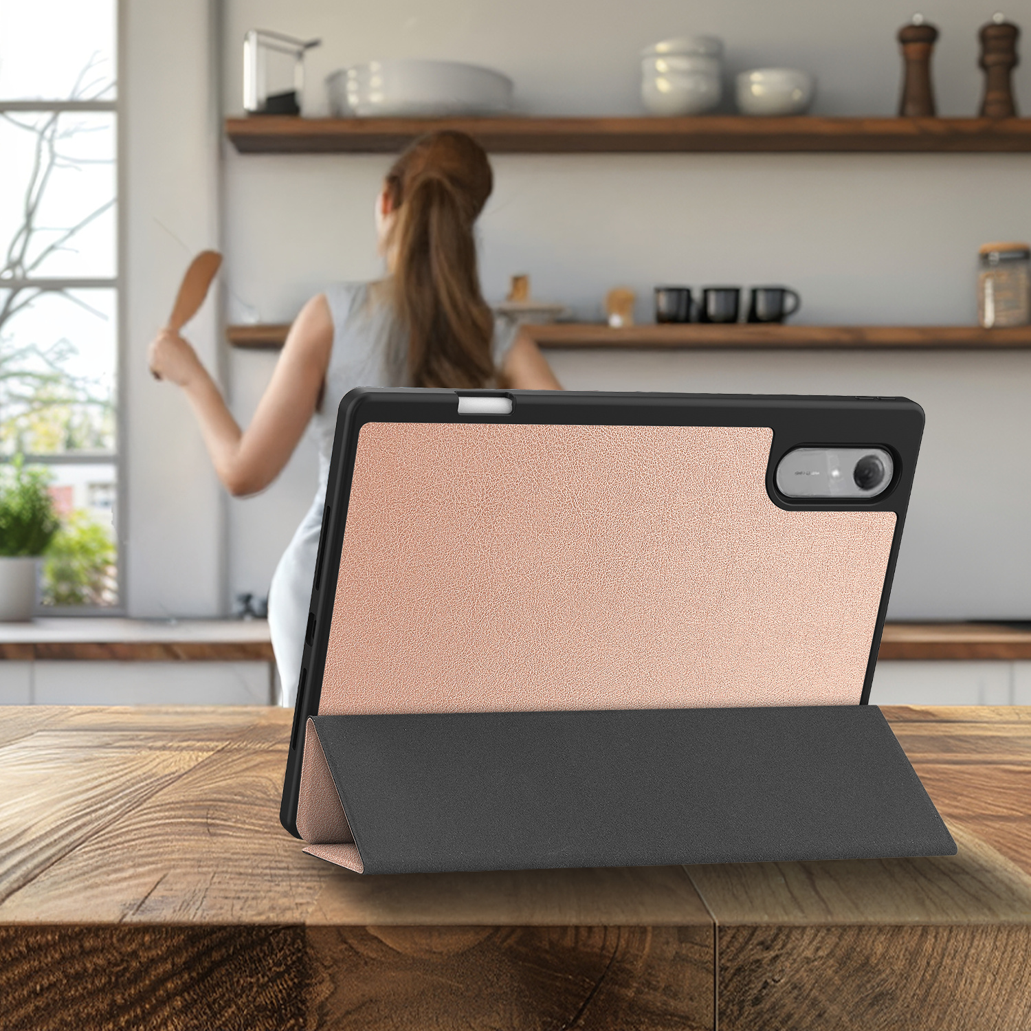 Nomfy Nomfy Lenovo Idea Tab Pro Gen 2 Hoesje Met Uitsparing Lenovo Pen Met Screenprotector - Rose Goud