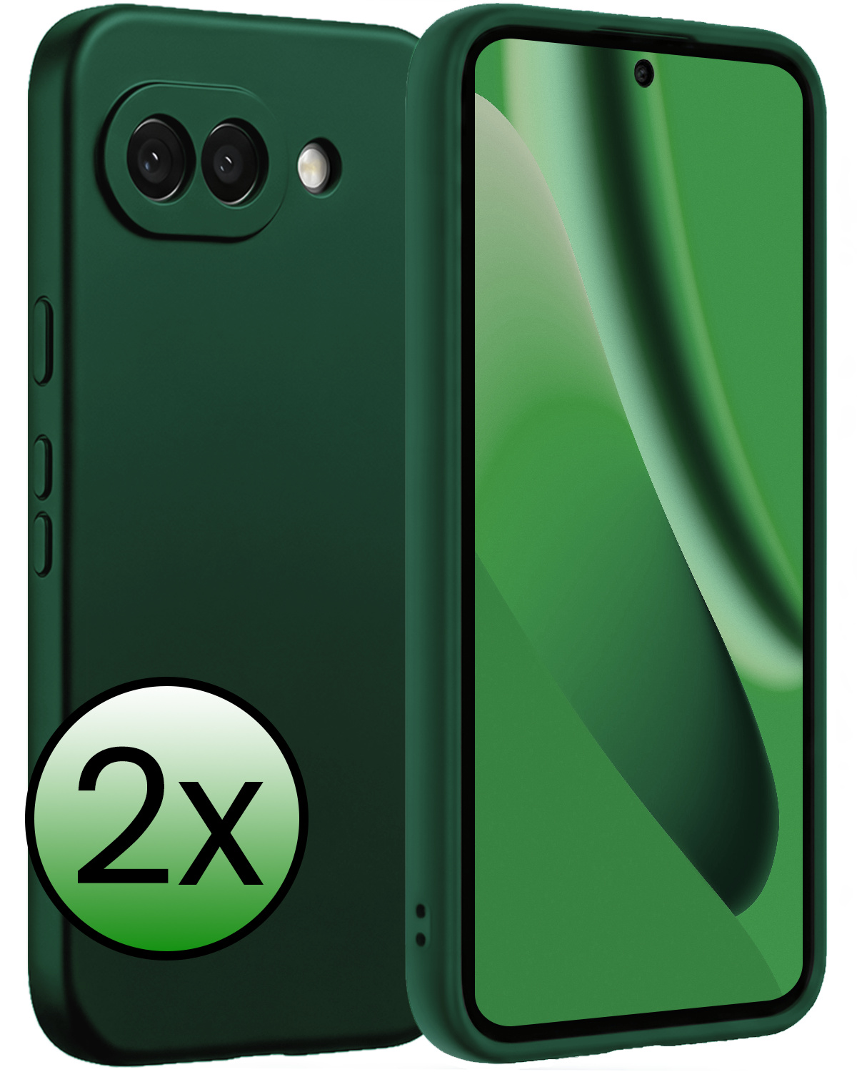 BASEY. BASEY. Google Pixel 10a Hoesje Siliconen - Donkergroen - 2 PACK