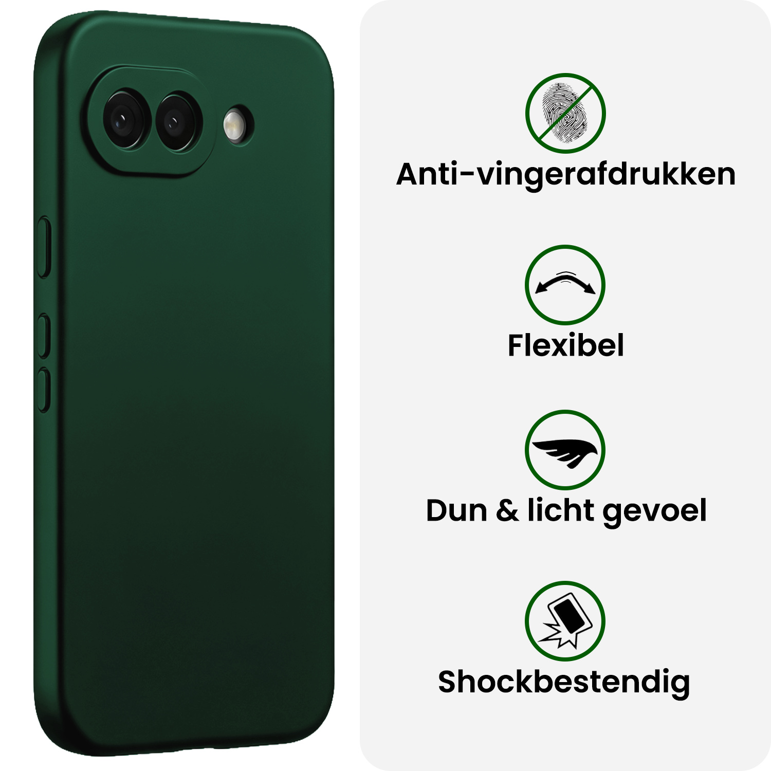 BASEY. BASEY. Google Pixel 10a Hoesje Siliconen - Donkergroen - 2 PACK