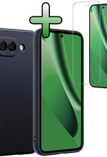 BASEY. BASEY. Google Pixel 10a Hoesje Siliconen Met Screenprotector - Donkerblauw