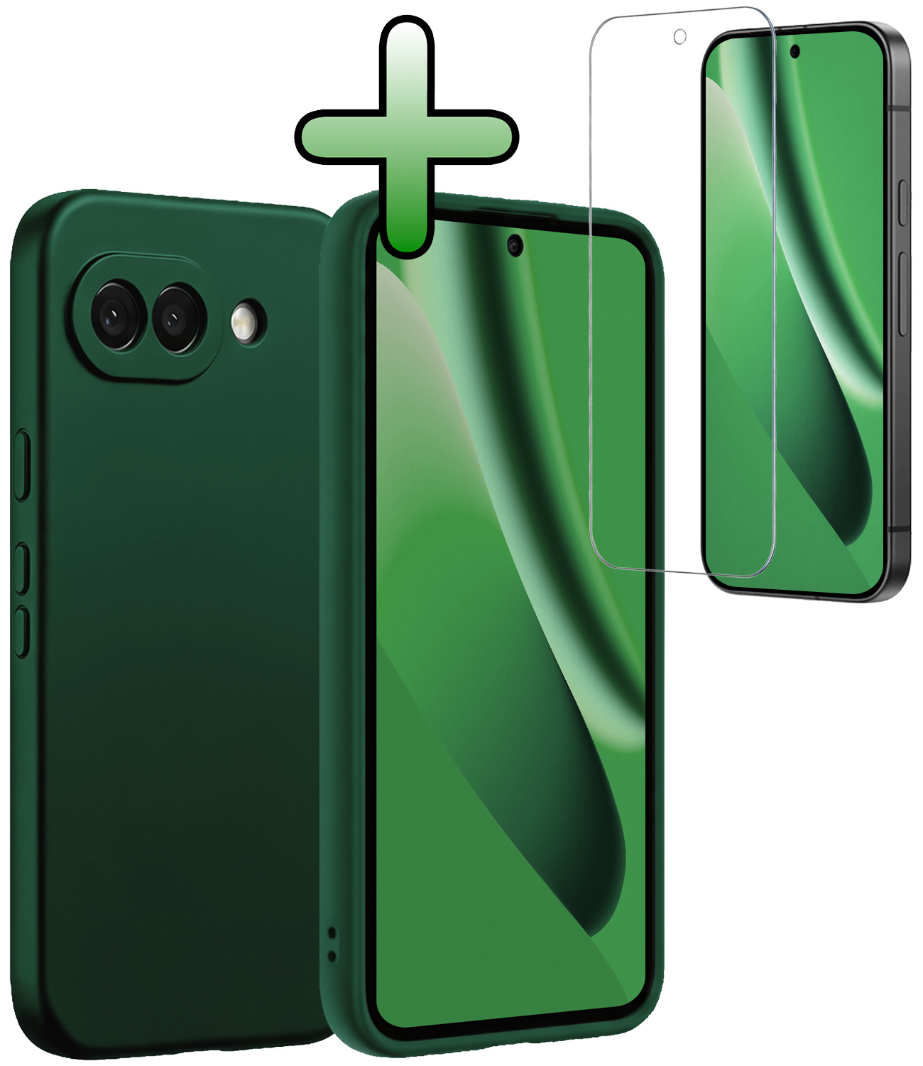 BASEY. BASEY. Google Pixel 10a Hoesje Siliconen Met Screenprotector - Donkergroen