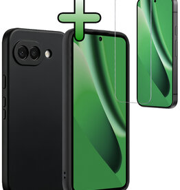 BASEY. BASEY. Google Pixel 10a Hoesje Siliconen Met Screenprotector - Zwart