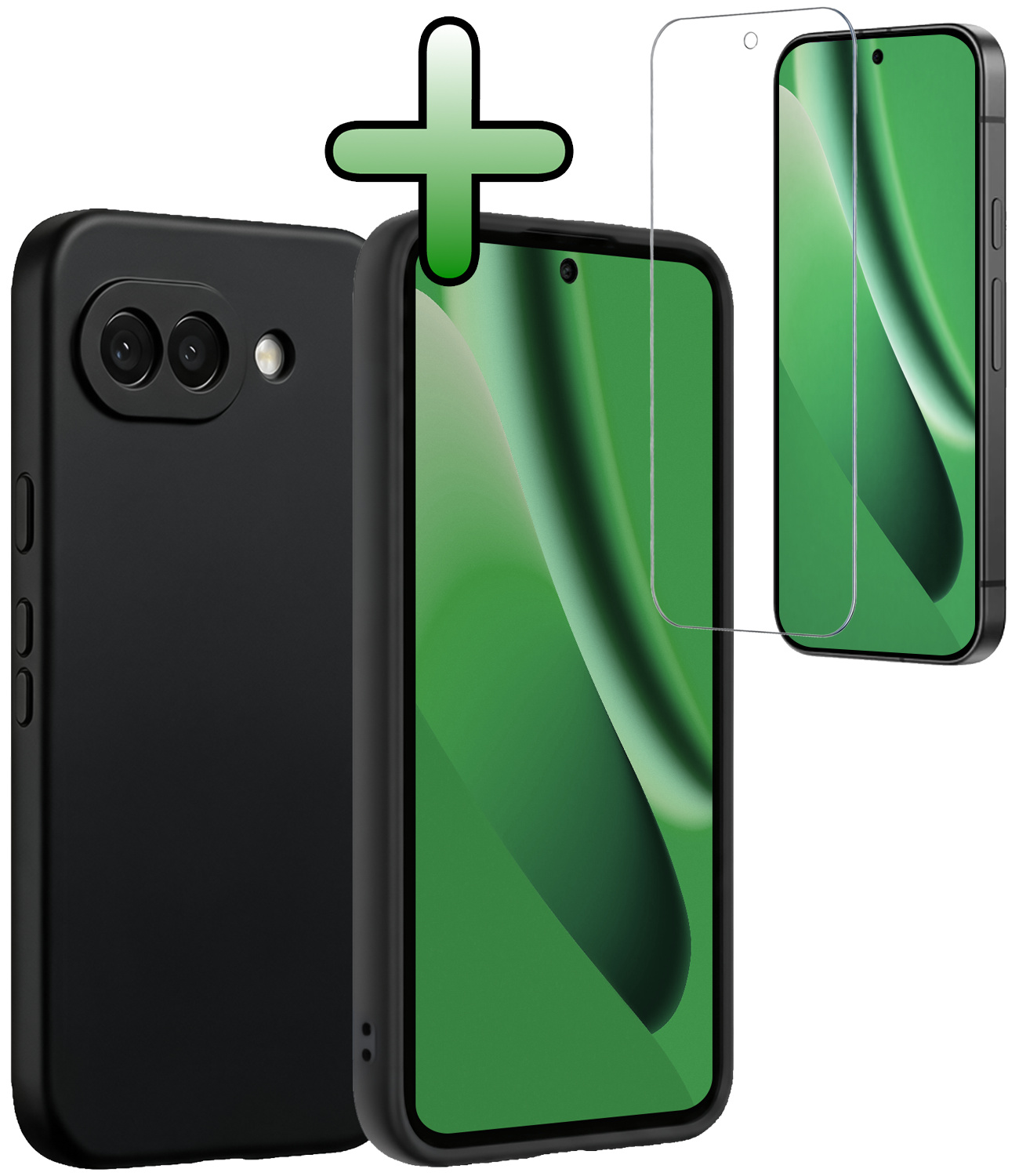 BASEY. BASEY. Google Pixel 10a Hoesje Siliconen Met Screenprotector - Zwart