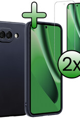 BASEY. BASEY. Google Pixel 10a Hoesje Siliconen Met 2x Screenprotector - Donkerblauw