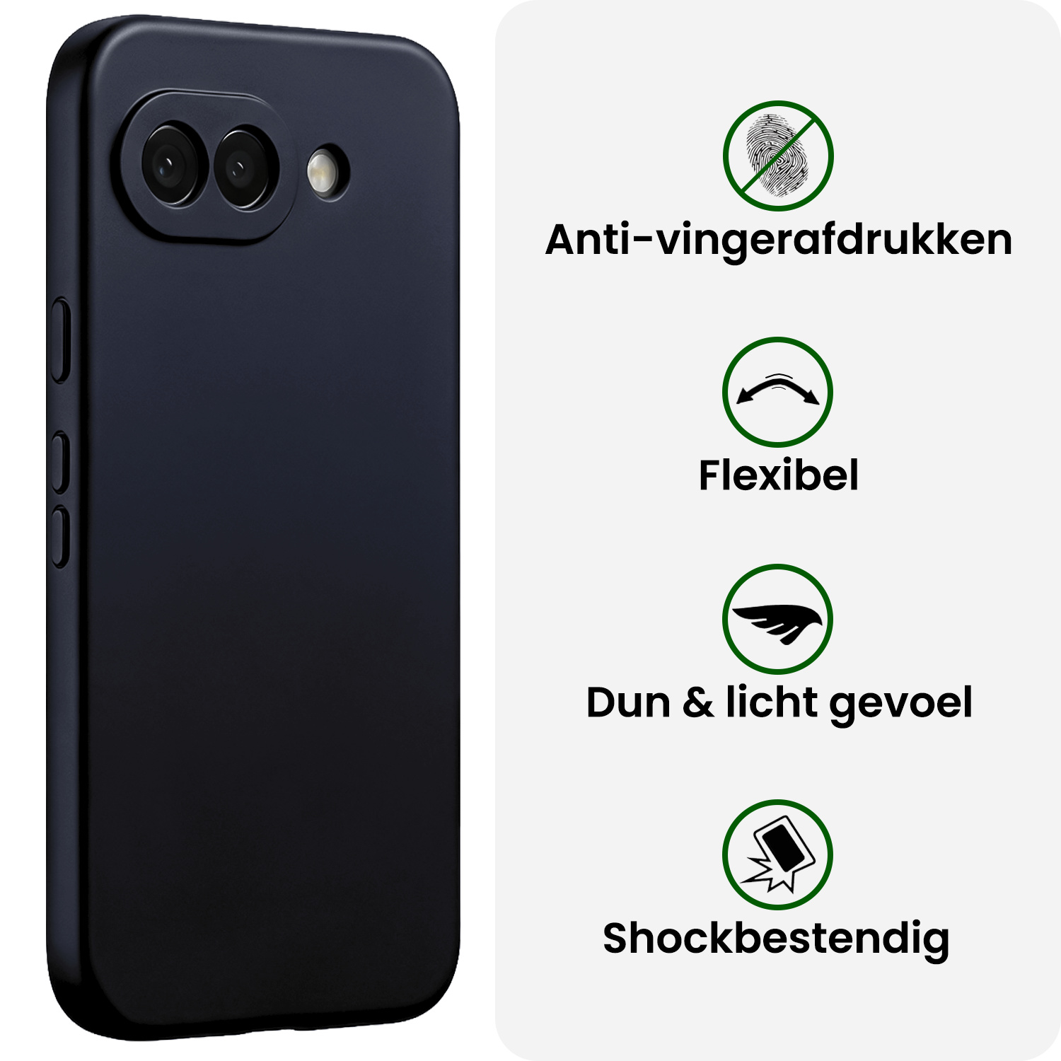 BASEY. BASEY. Google Pixel 10a Hoesje Siliconen Met 2x Screenprotector - Donkerblauw