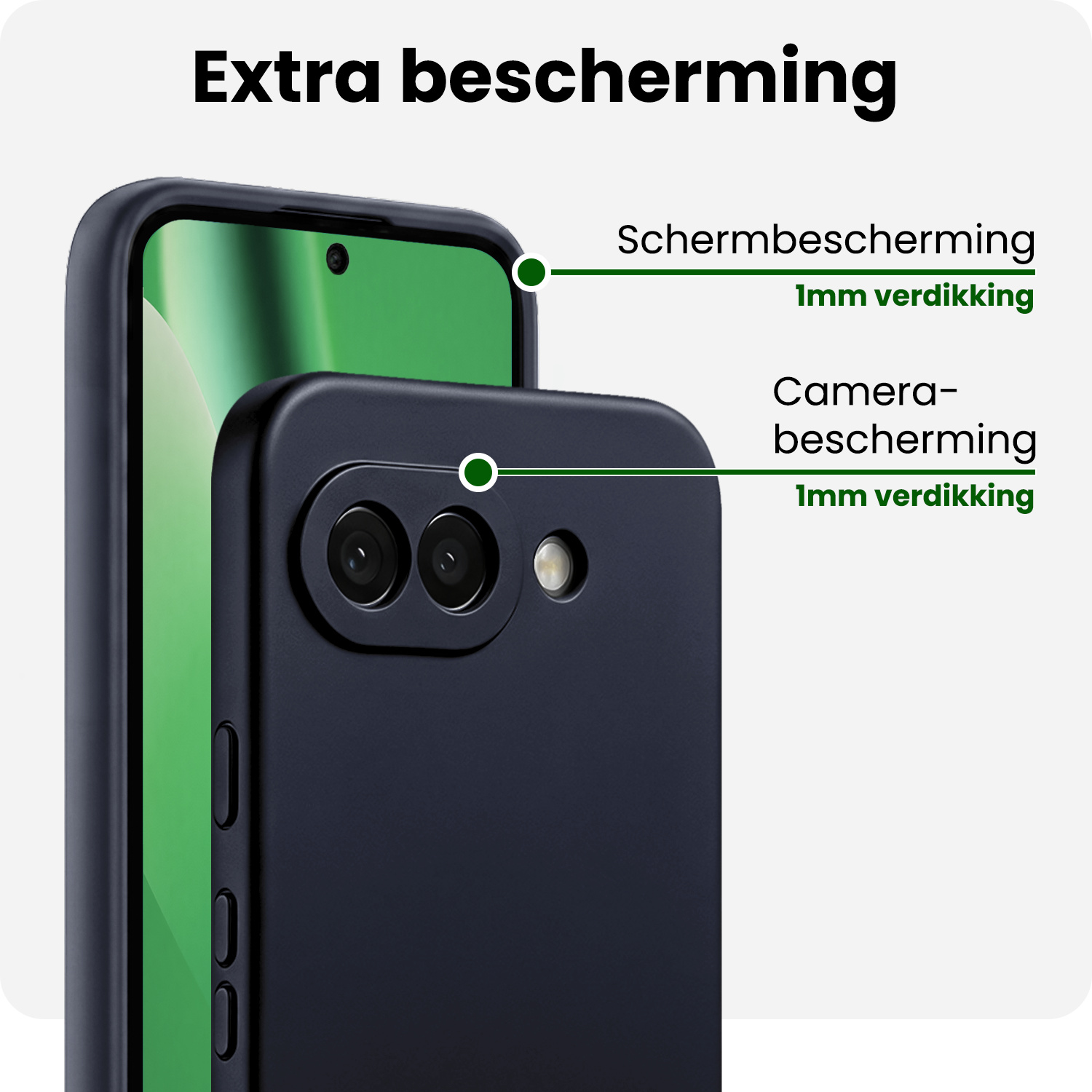 BASEY. BASEY. Google Pixel 10a Hoesje Siliconen Met 2x Screenprotector - Donkerblauw