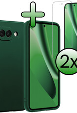 BASEY. BASEY. Google Pixel 10a Hoesje Siliconen Met 2x Screenprotector - Donkergroen