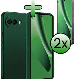 BASEY. BASEY. Google Pixel 10a Hoesje Siliconen Met 2x Screenprotector - Donkergroen